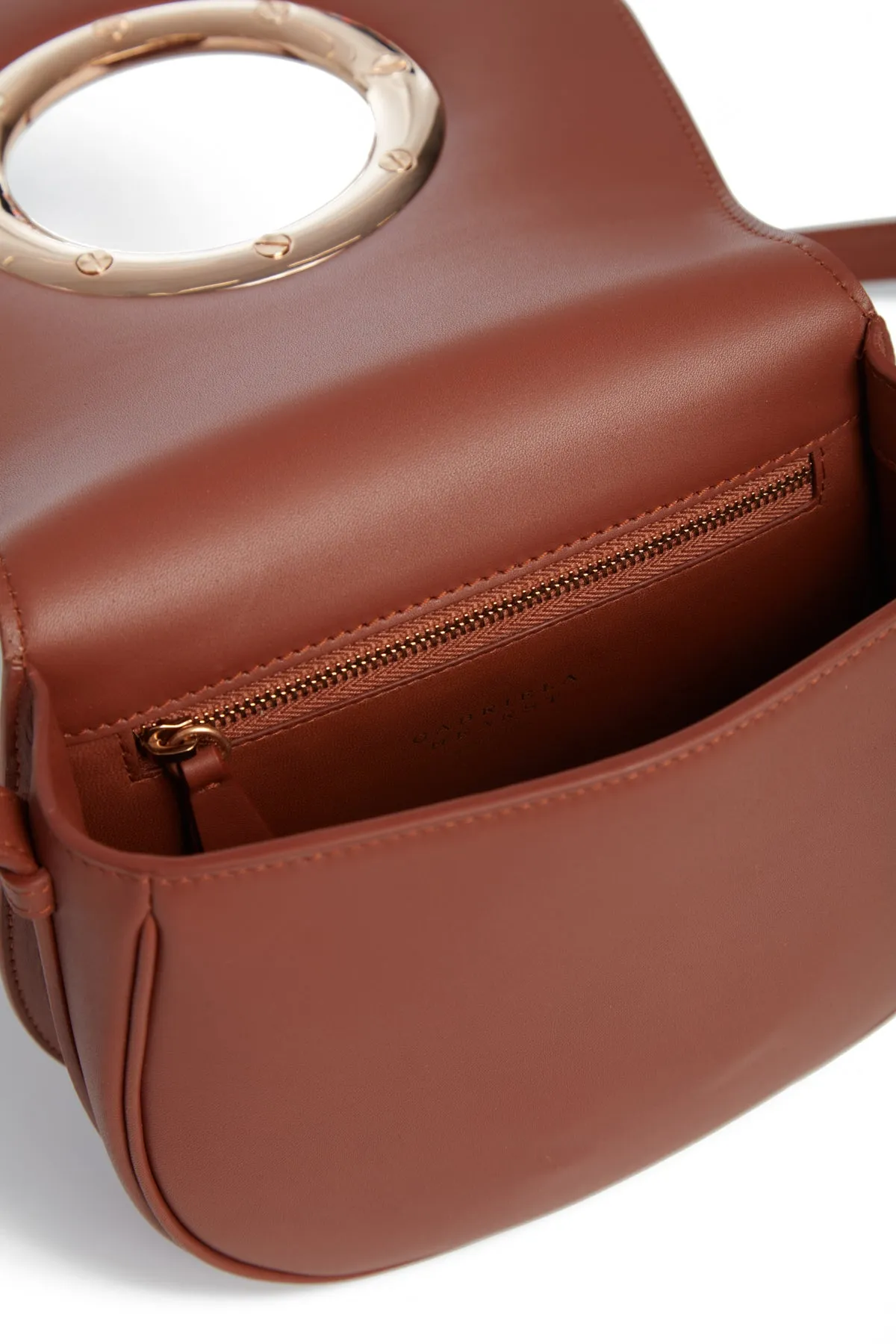 Ring Crossbody Bag in Cognac Leather