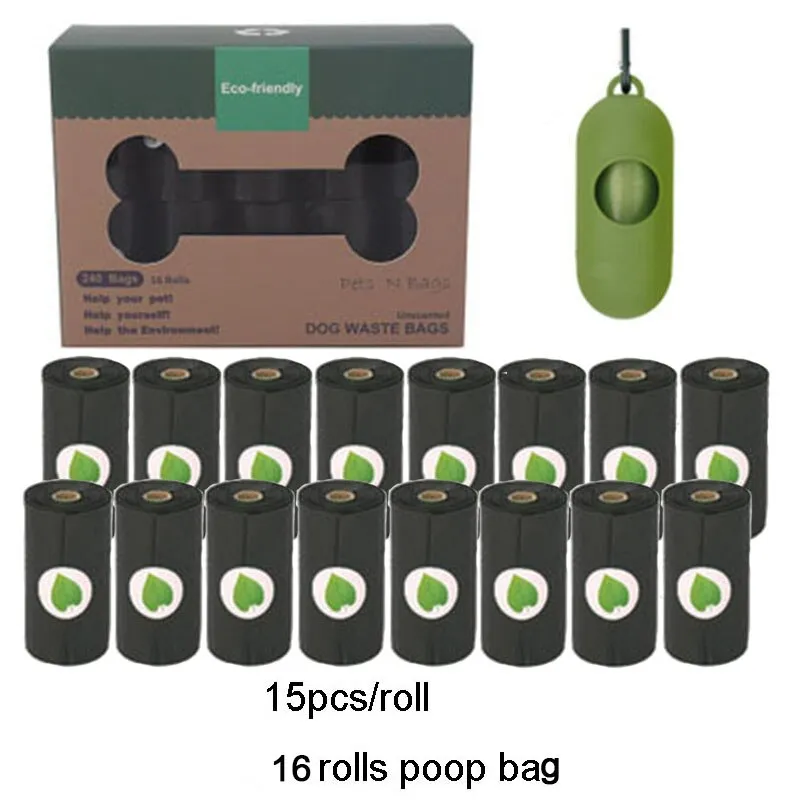 Rolls Pet Dog Poop Bags Biodegradable Compostable Eco Friendly Dog Waste Bags Dispenser Outdoor Degradable Dog Excrement Bags