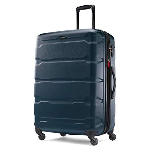 Samsonite Omni PC Hardside Expandable Luggage with Spinner Wheels, Checked-Large 28-Inch, Teal