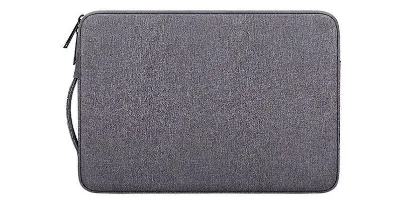 Sleek And Stylish Slant Zipper Designed Laptop Sleeve- Grey