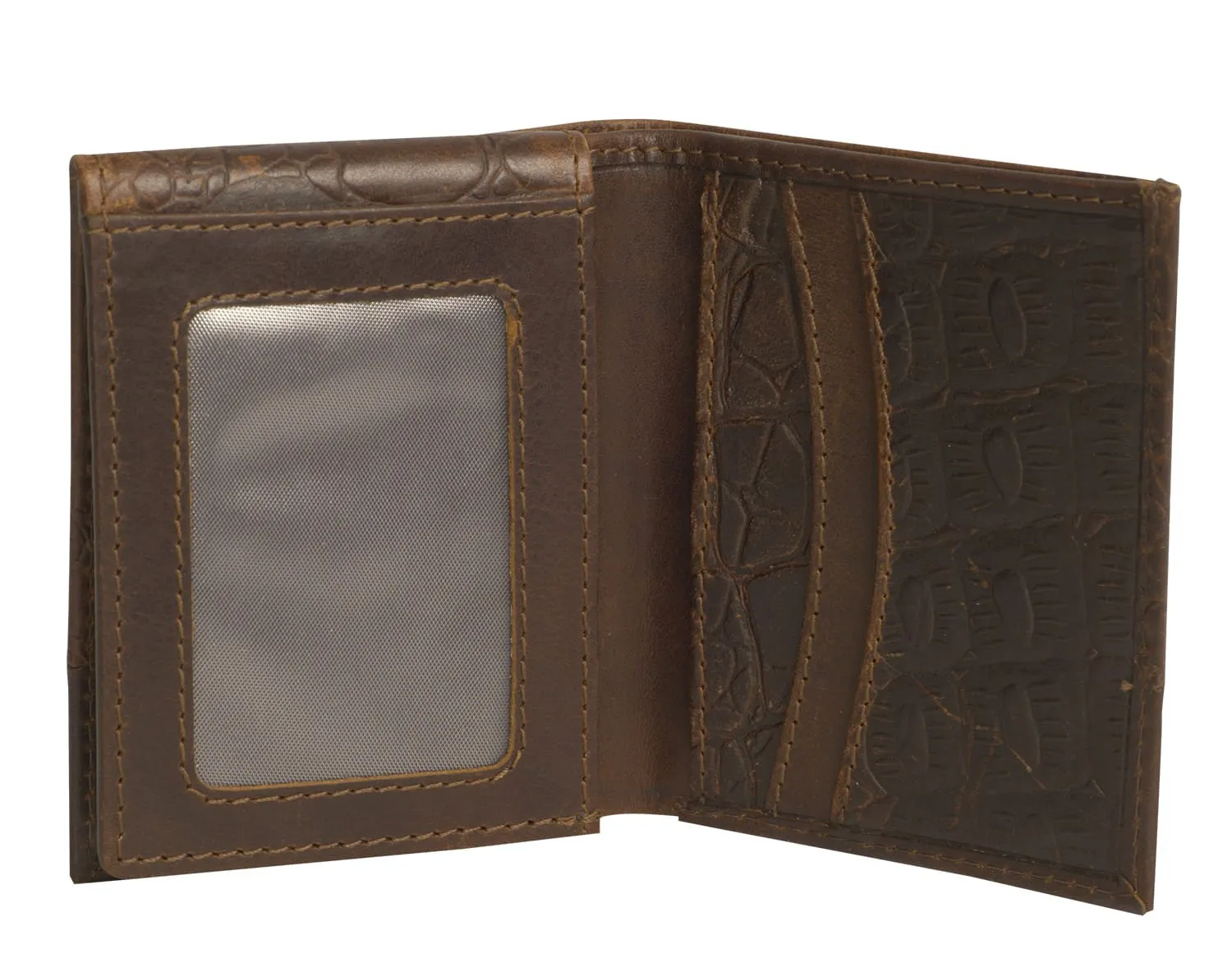 STS Men's Croc Leather Hidden Cash Bifold Wallet