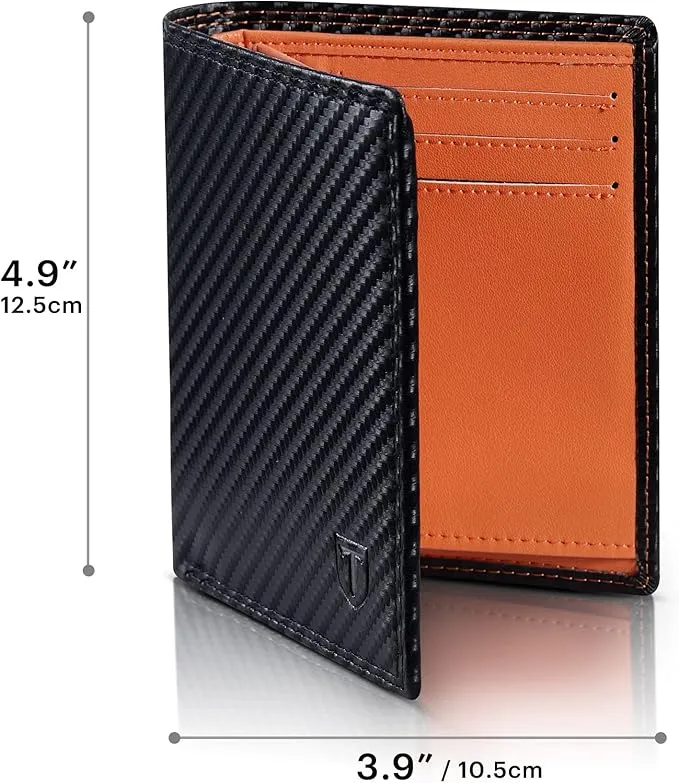 TEEHON® Wallets RFID Blocking Carbon Fibre Leather Mens Wallets with  11 Card Holders, 2 ID Windows, 2 Banknote Compartments