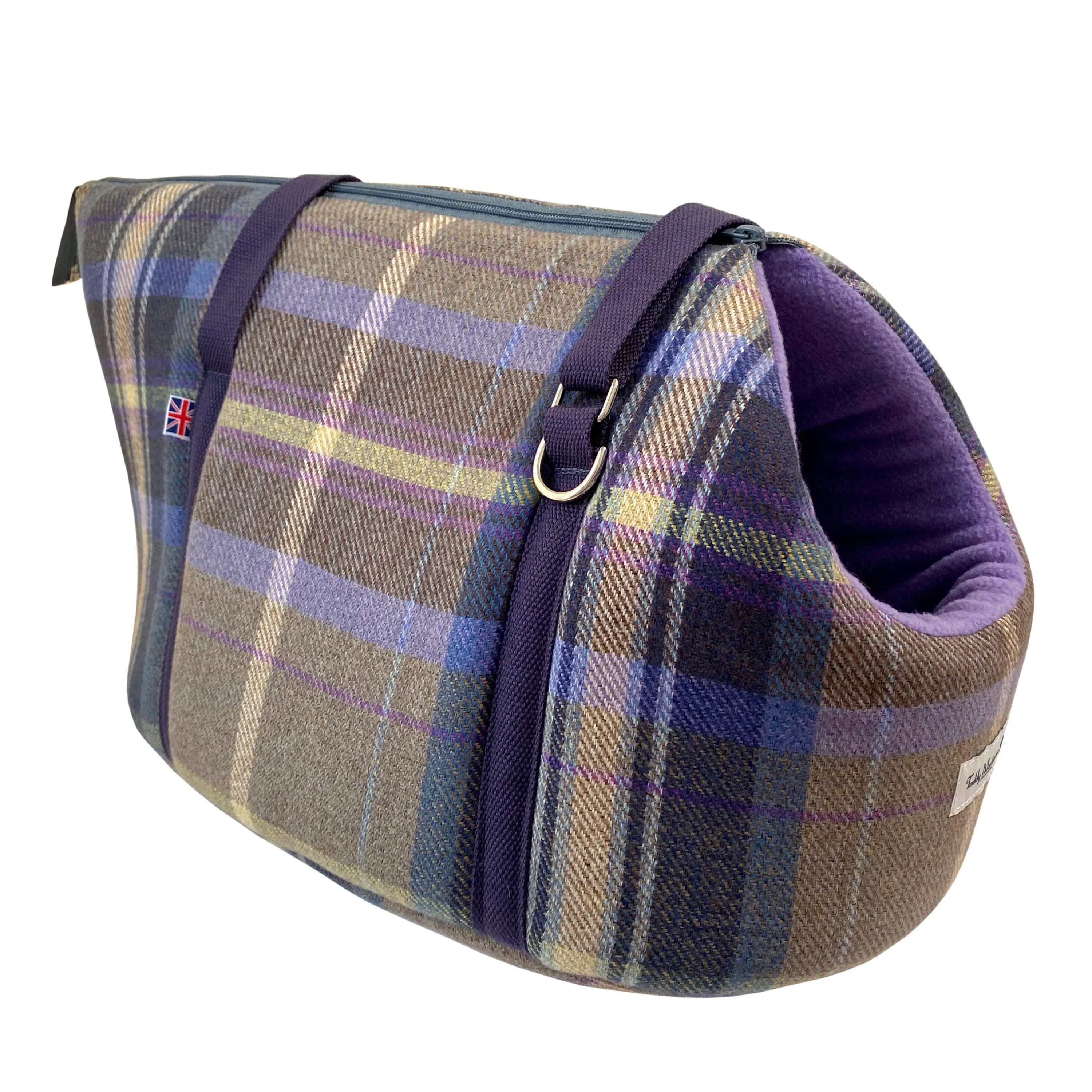 The Cambridge Adjustable Purple Taupe Soft Sided Luxury Dog Carrier