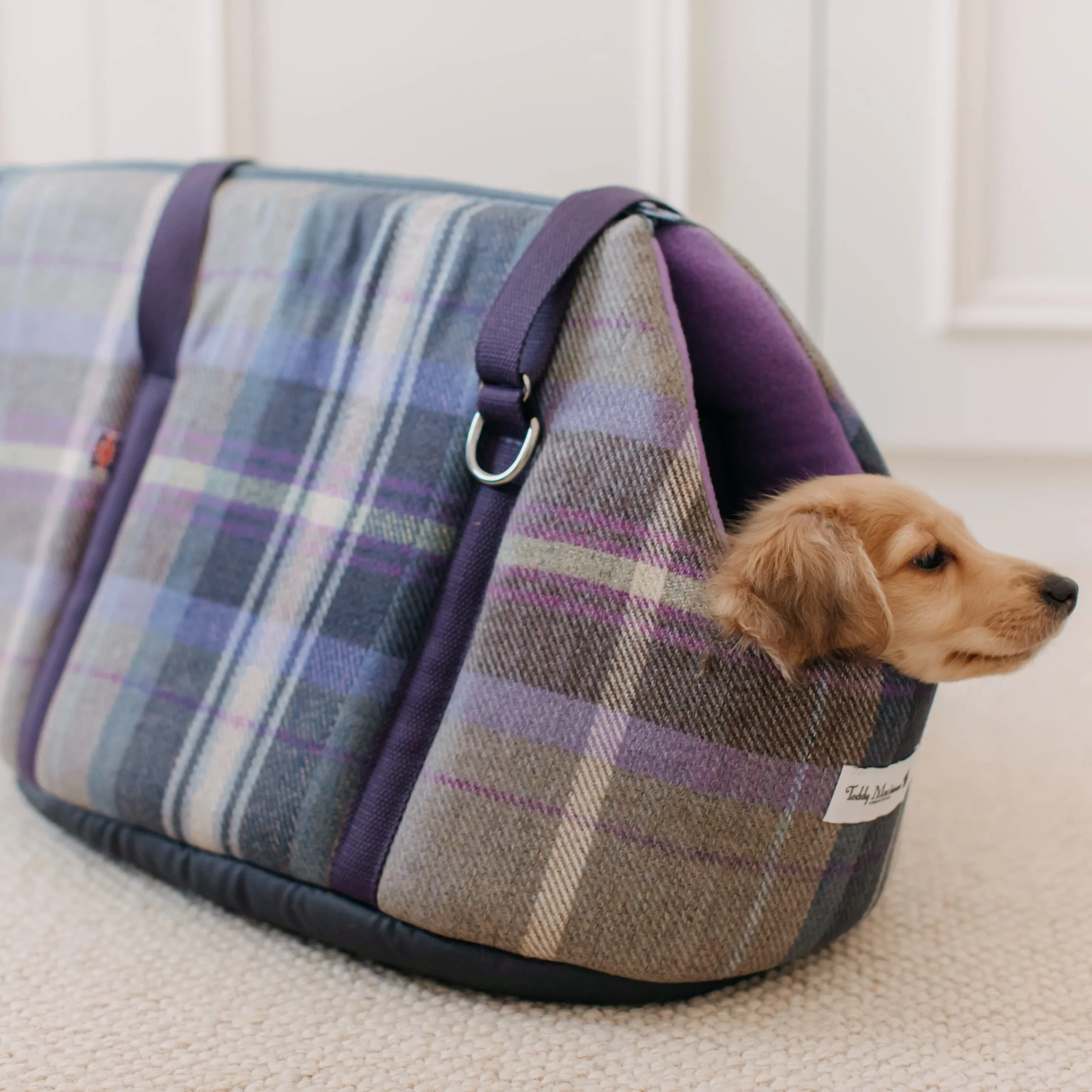 The Cambridge Adjustable Purple Taupe Soft Sided Luxury Dog Carrier