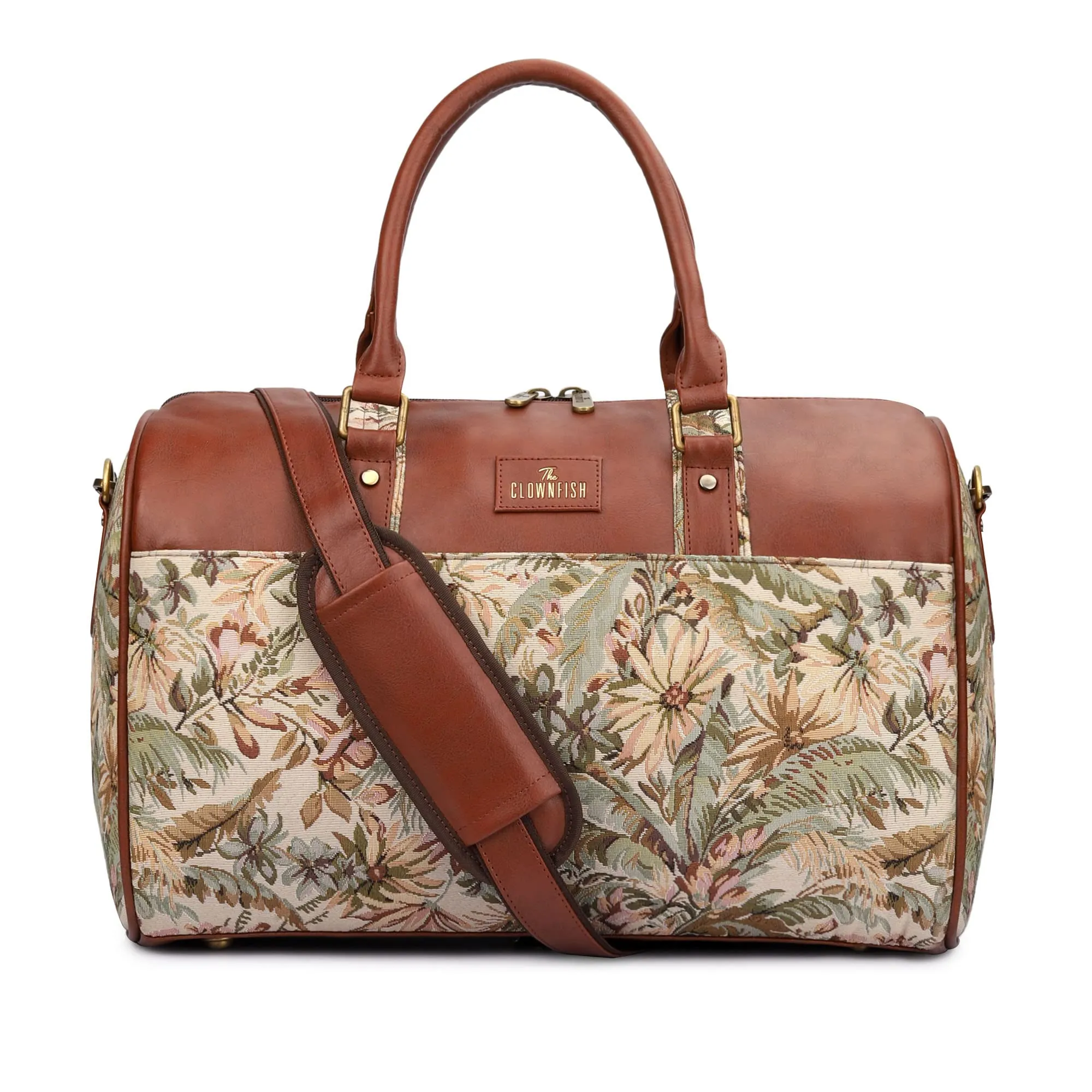 The Clownfish Faux Leather 17 cms Duffle Bag(TCFDBTP-GA-P-21LBEG_Ambretta Beige)