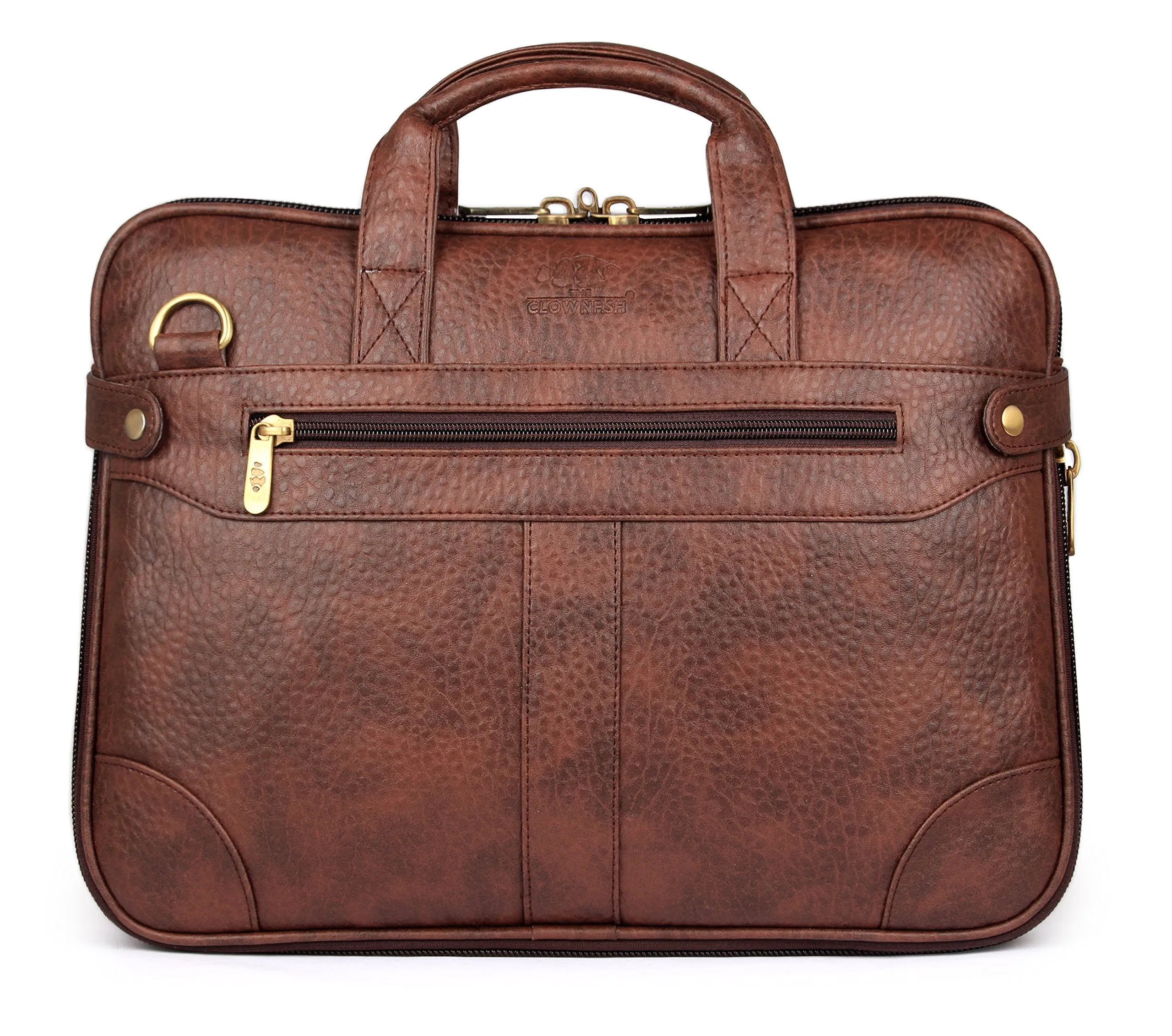 THE CLOWNFISH Royal Synthetic Leather Laptop Briefcase - | Laptop bag | Messenger bag (Dark Brown) With 365 days warranty