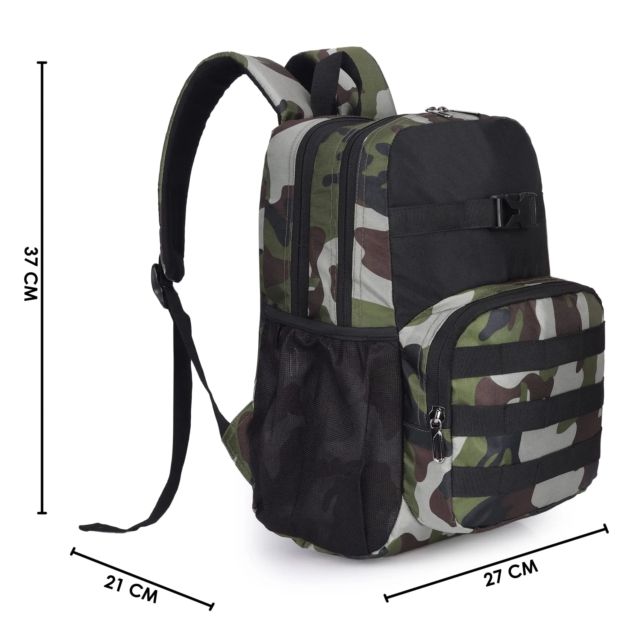 THE CLOWNFISH Squadron Polyester Camouflage Print 21 Litres Unisex Travel Laptop Backpack for 14 inch Laptop (Green Camo)