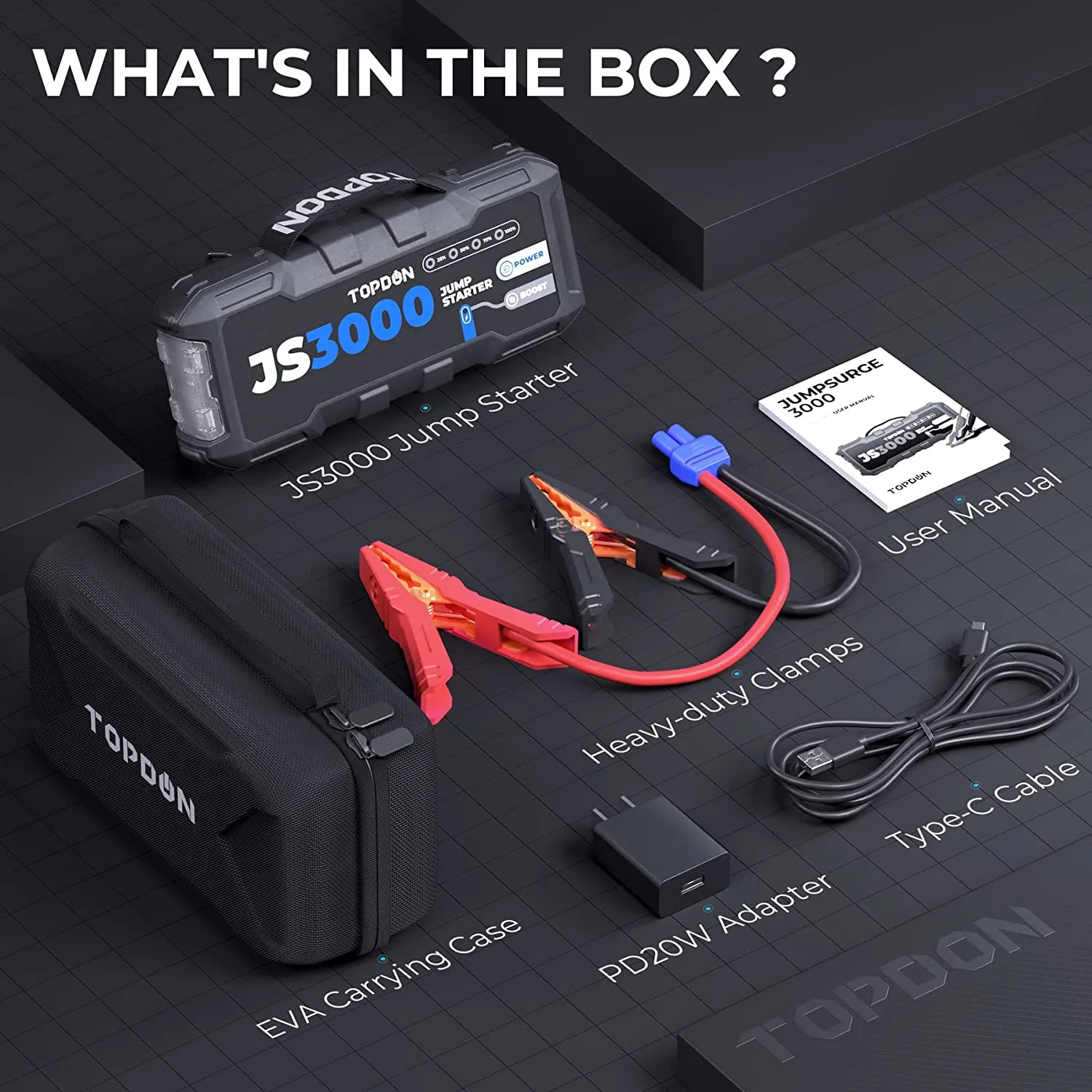 TOPDON JS3000 JumpSurge 3000 Peak Amp Jumpstart Pack