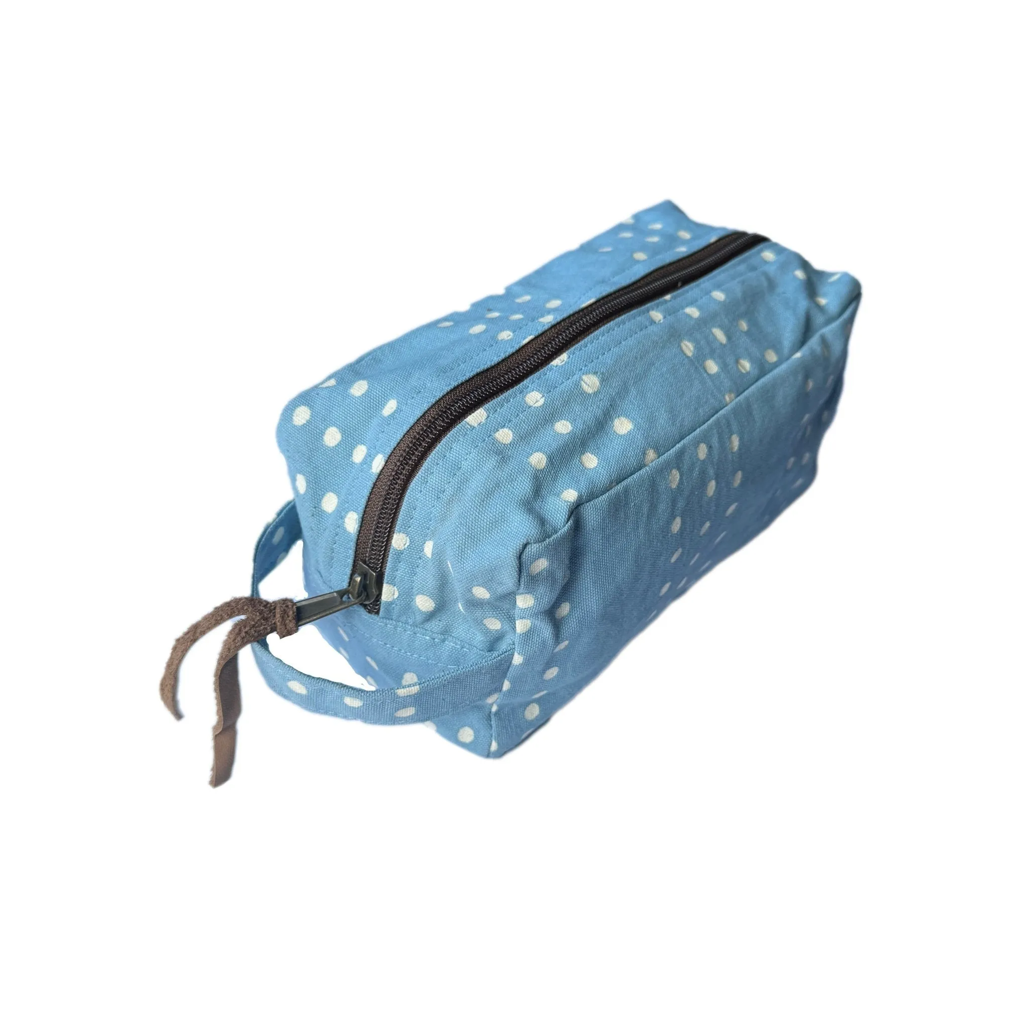 Tribal Cloth Indigo Light Blue Dots Travel Pouch