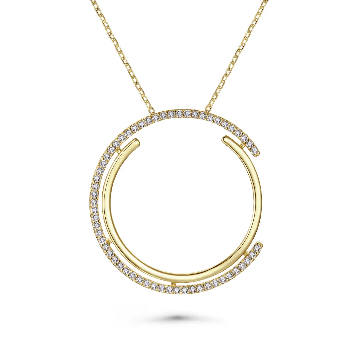 Triomphe Circle CZ Pendant Necklace