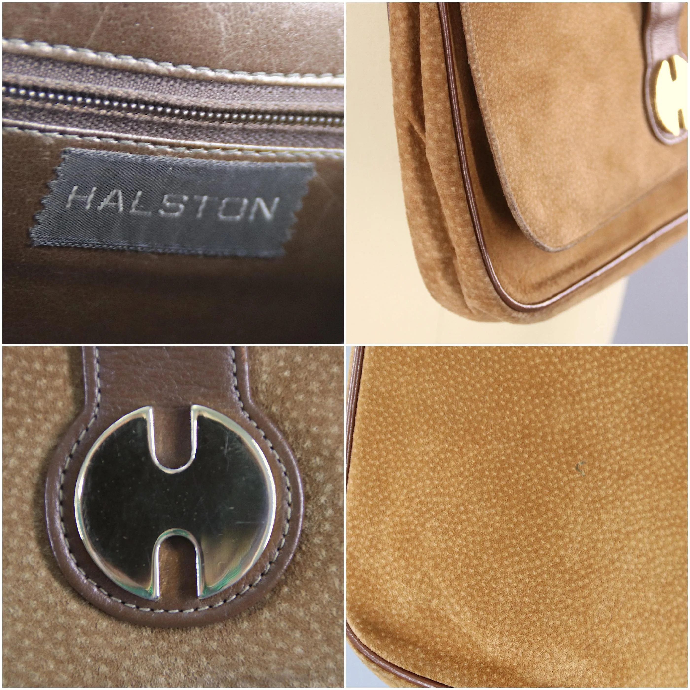 Vintage 1980s HALSTON Suede Shoulder Bag Clutch Purse