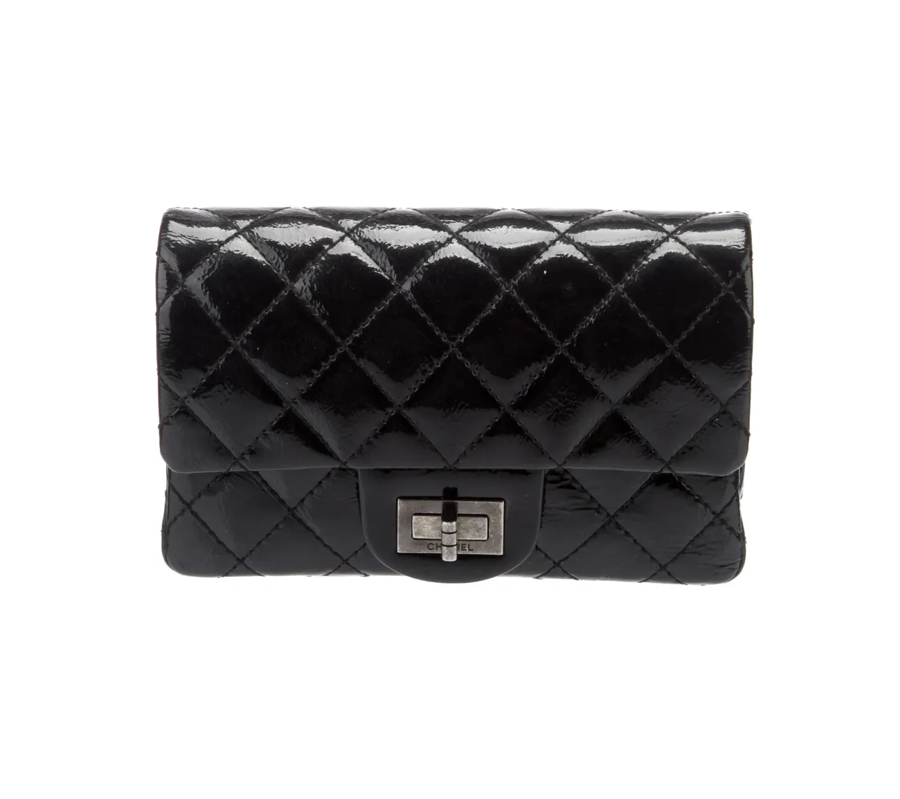 Vintage Reissue Black Patent Clutch