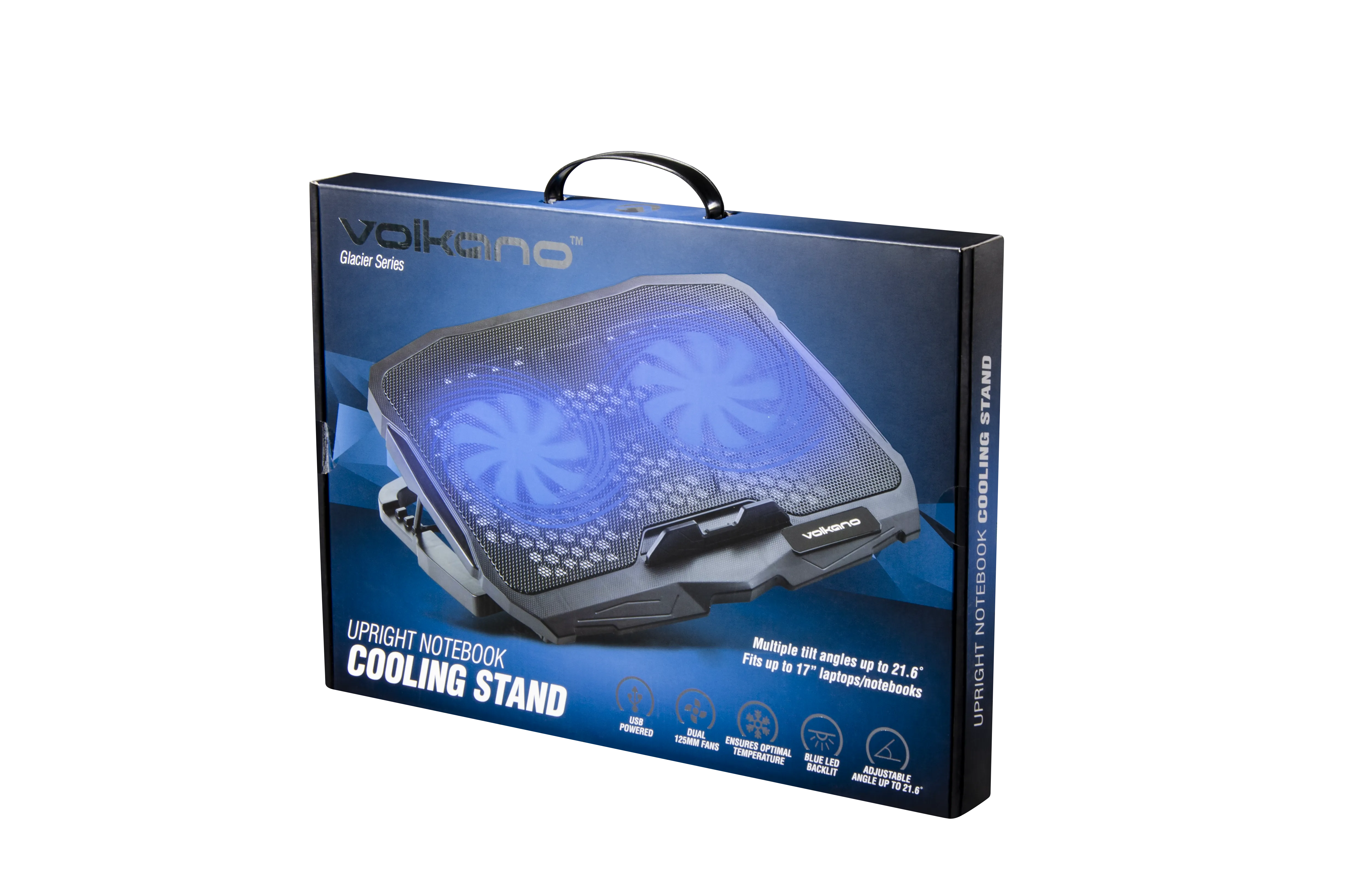 Volkano Glacier series upright notebook cooling stand with dual fans