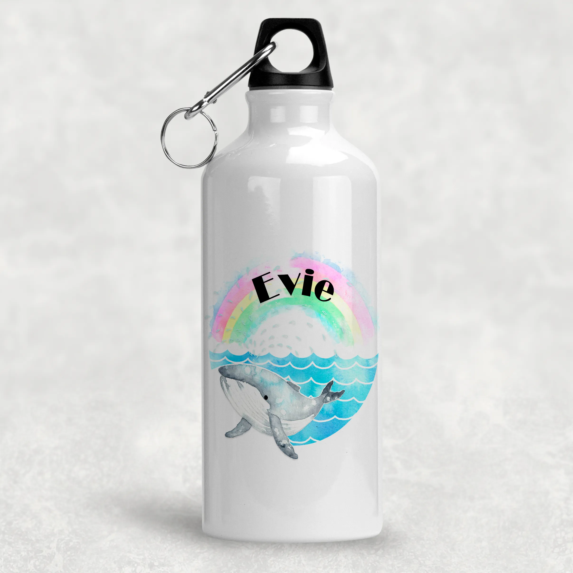 Whale Rainbow Personalised Aluminium Water Bottle 400/600ml