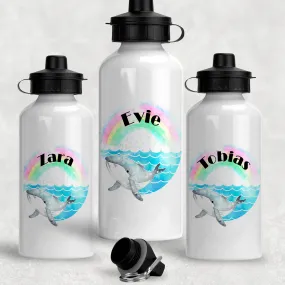 Whale Rainbow Personalised Aluminium Water Bottle 400/600ml