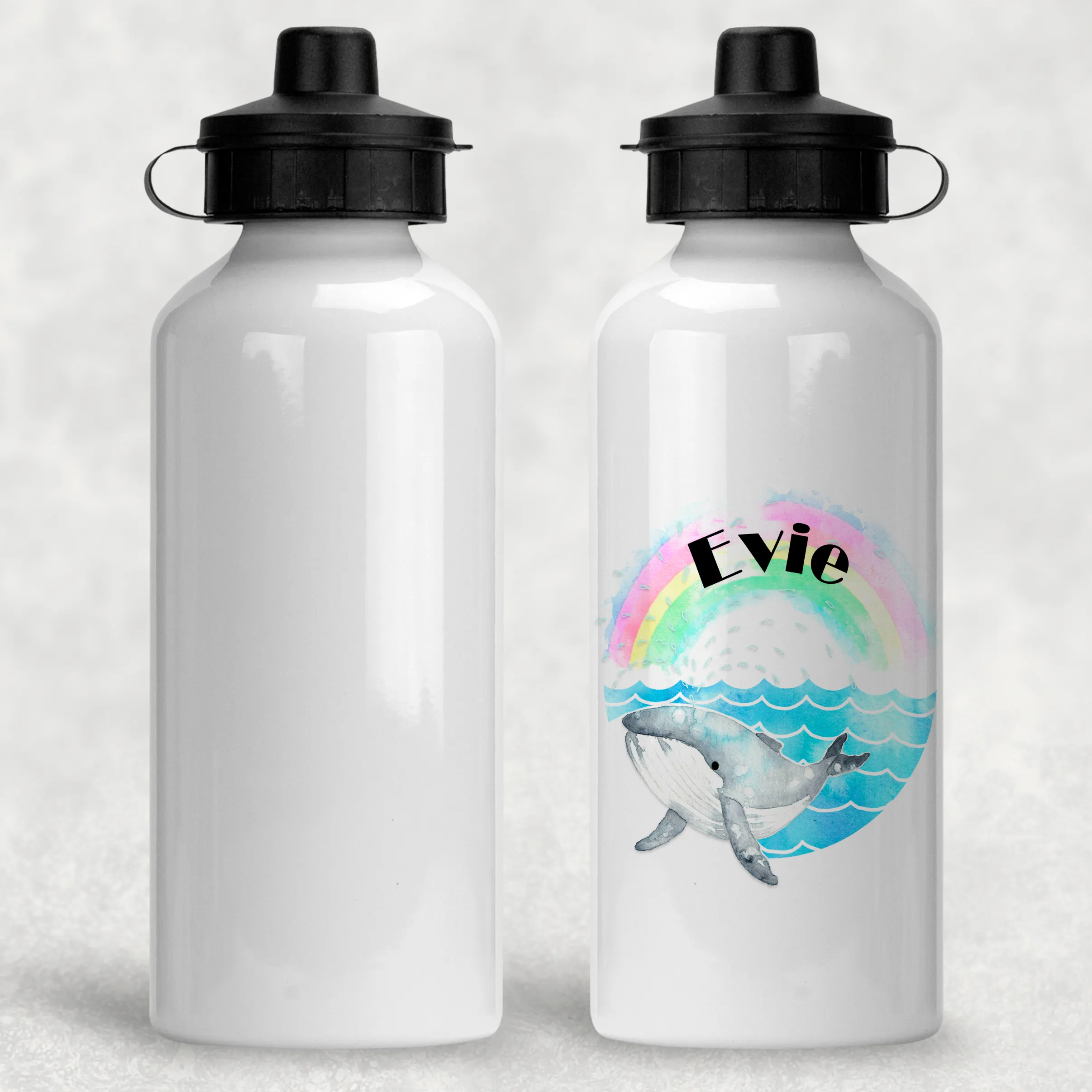 Whale Rainbow Personalised Aluminium Water Bottle 400/600ml