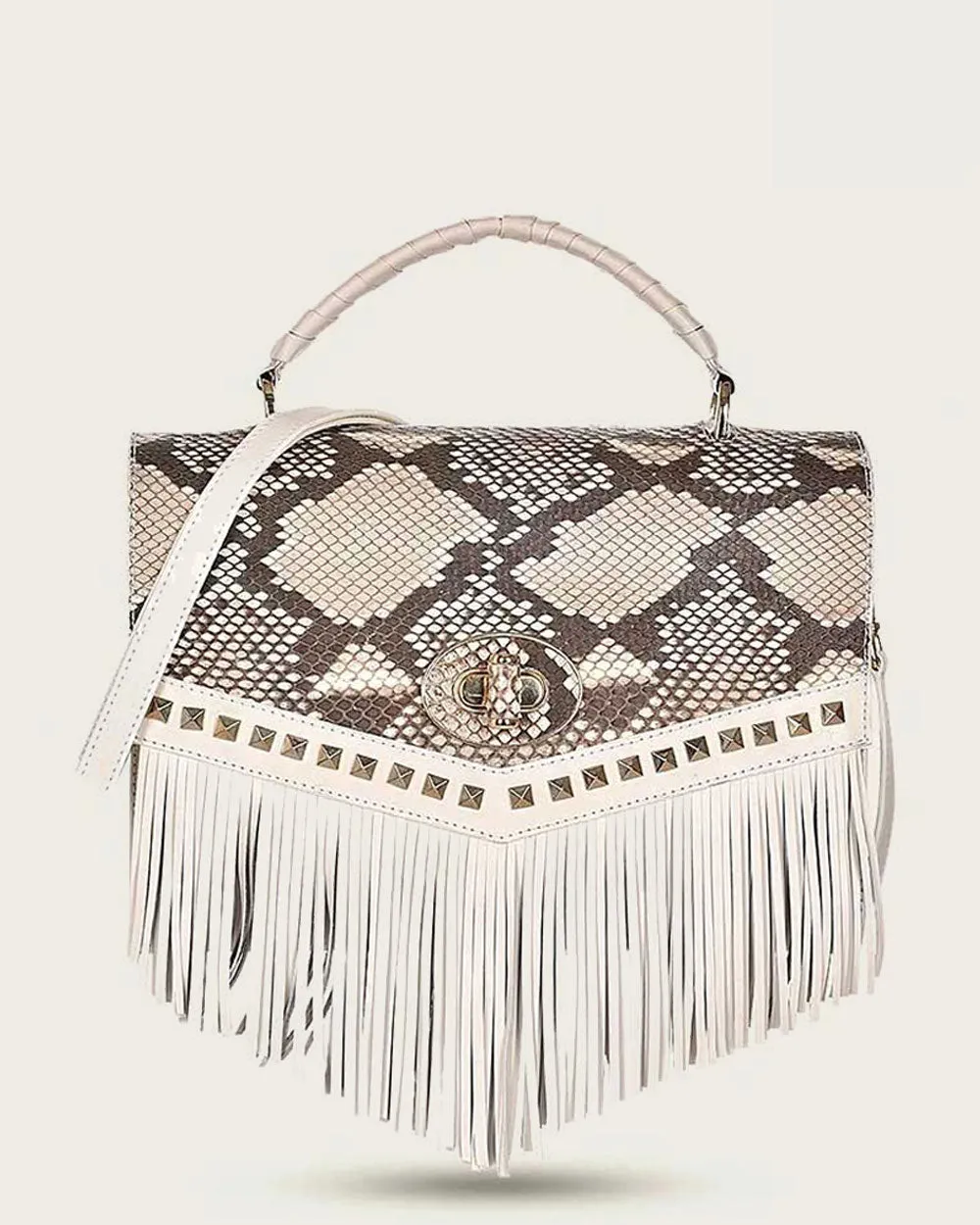 White exotic flap handbag