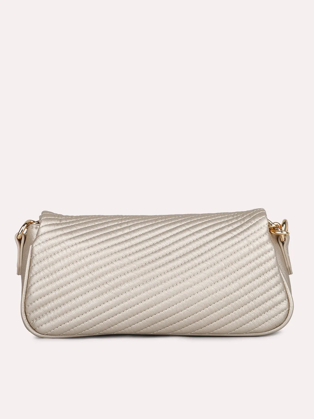 Womens Gold Textured Sling Bag