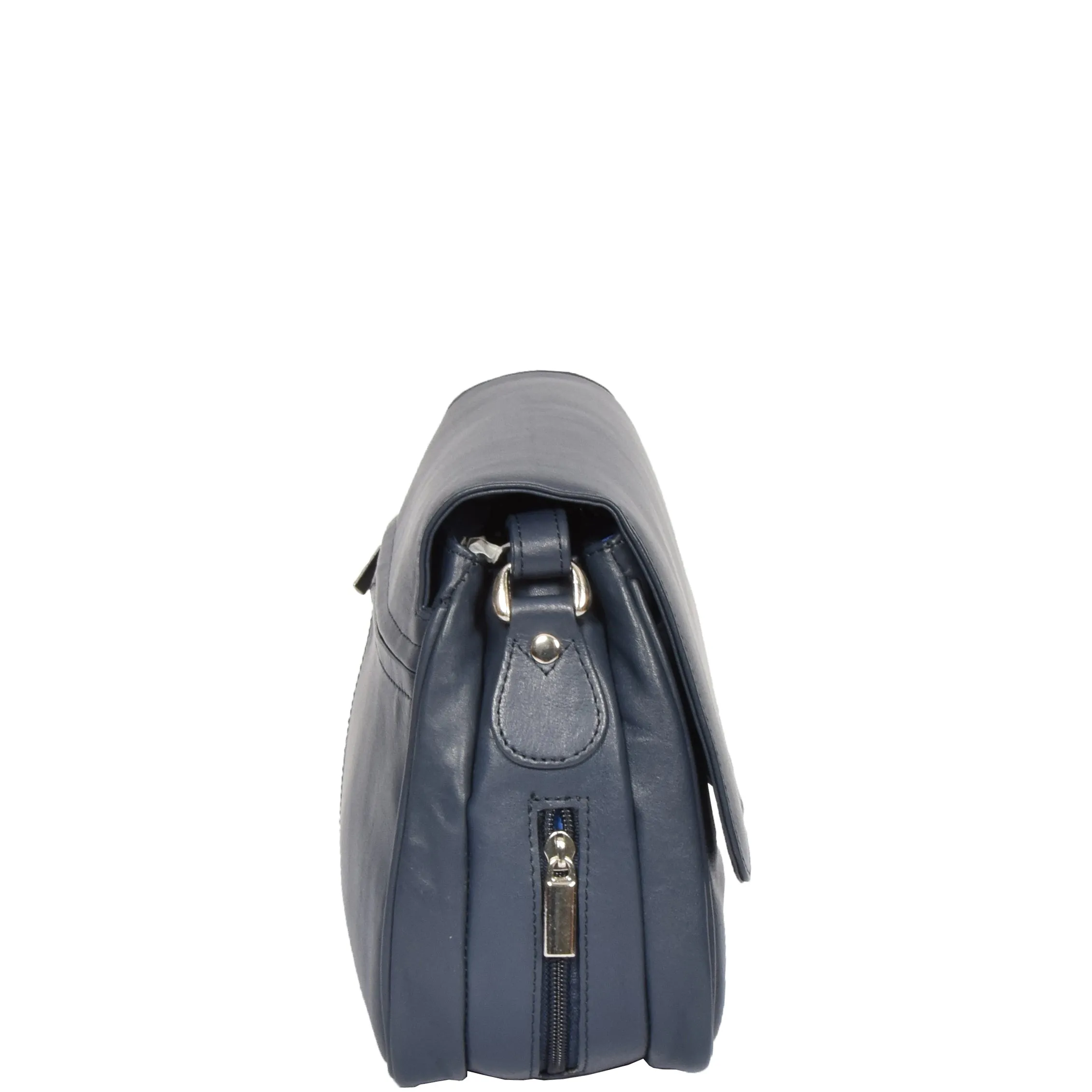 Womens Navy Leather Shoulder Messenger Handbag Ada