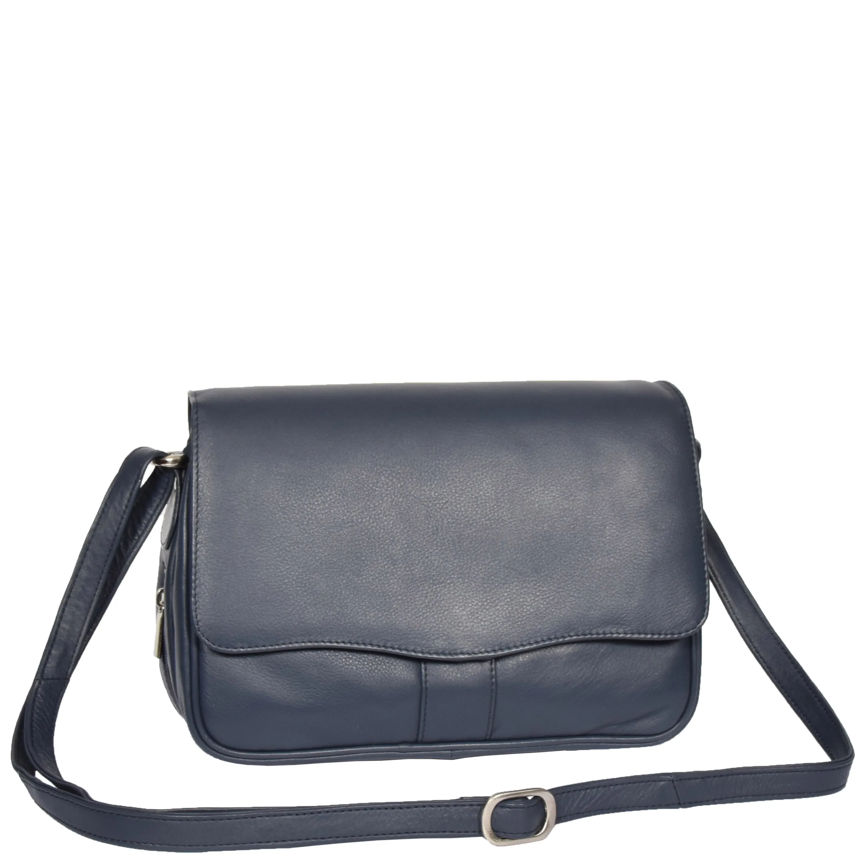 Womens Navy Leather Shoulder Messenger Handbag Ada