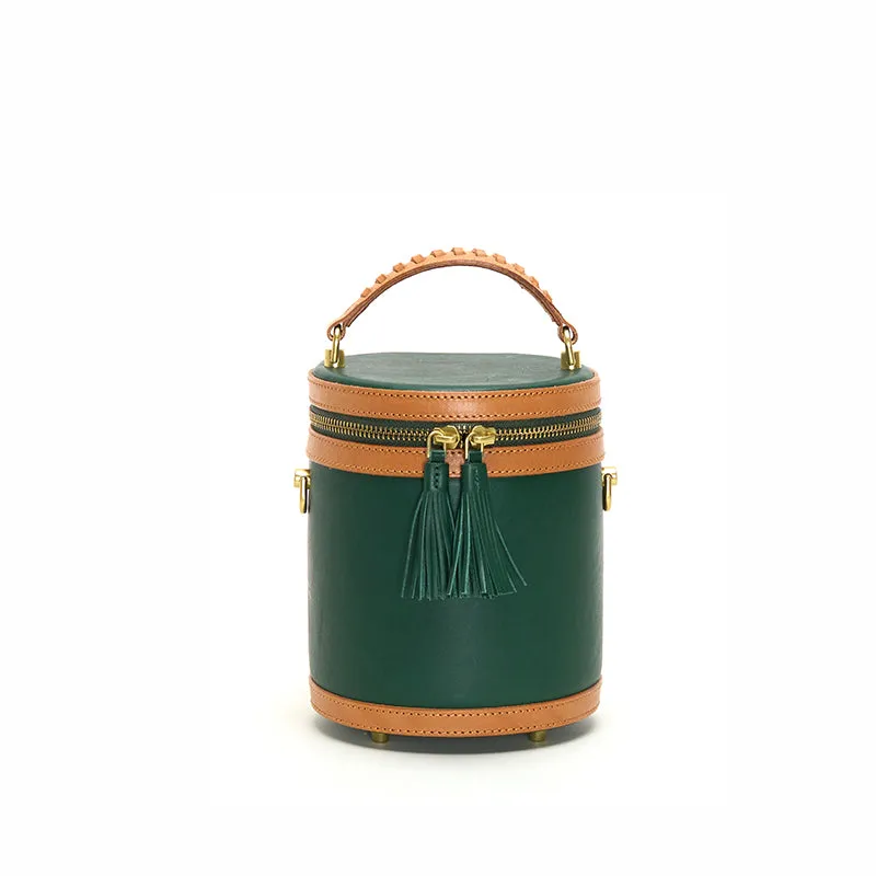 Women's Vegetable Tanned Leather One Shoulder Vintage Bucket Bag