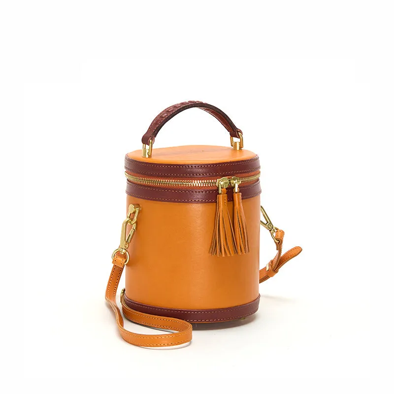 Women's Vegetable Tanned Leather One Shoulder Vintage Bucket Bag