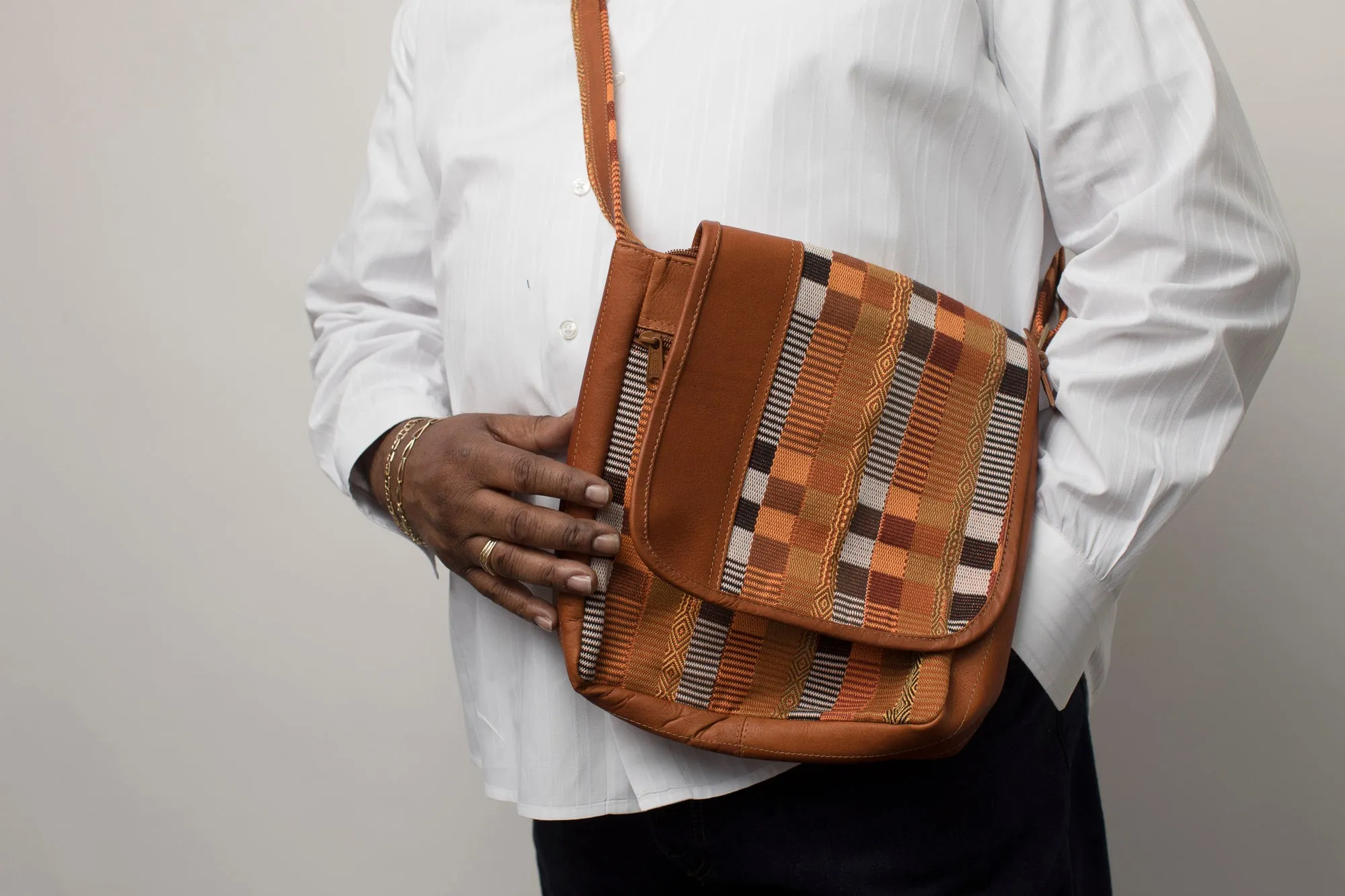 Woven Leather Satchel Bag