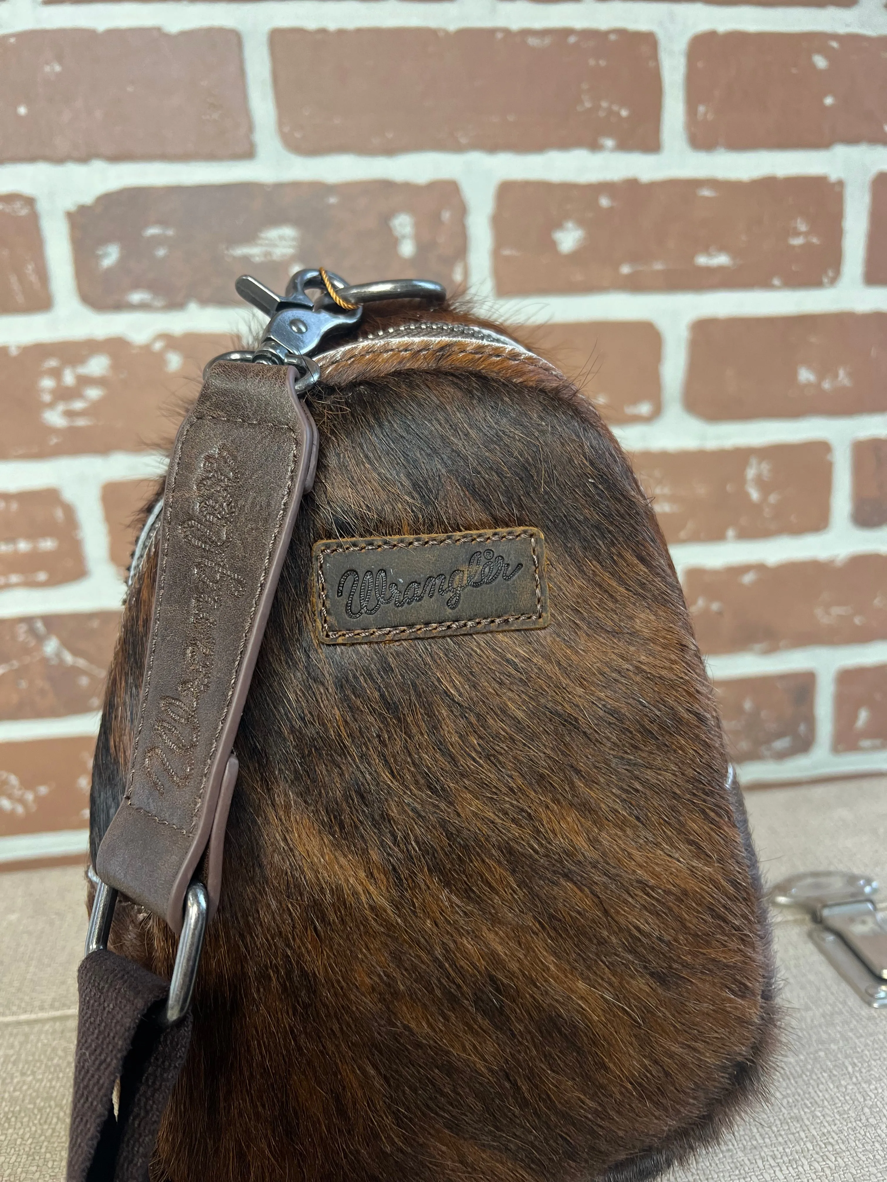 Wrangler Coffee Cowhide Sling Bag