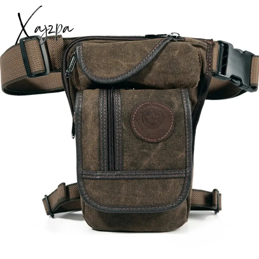 Xajzpa - High Quality Men's Canvas Drop Leg Bag Military Motorcycle Multi-purpose Messenger Shoulder Bags Belt Hip Bum Waist Fanny Pack