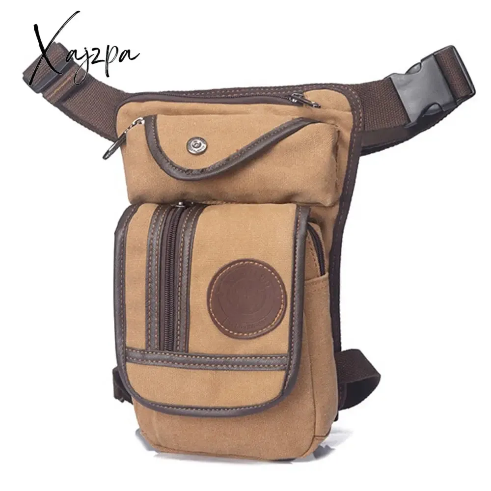 Xajzpa - High Quality Men's Canvas Drop Leg Bag Military Motorcycle Multi-purpose Messenger Shoulder Bags Belt Hip Bum Waist Fanny Pack