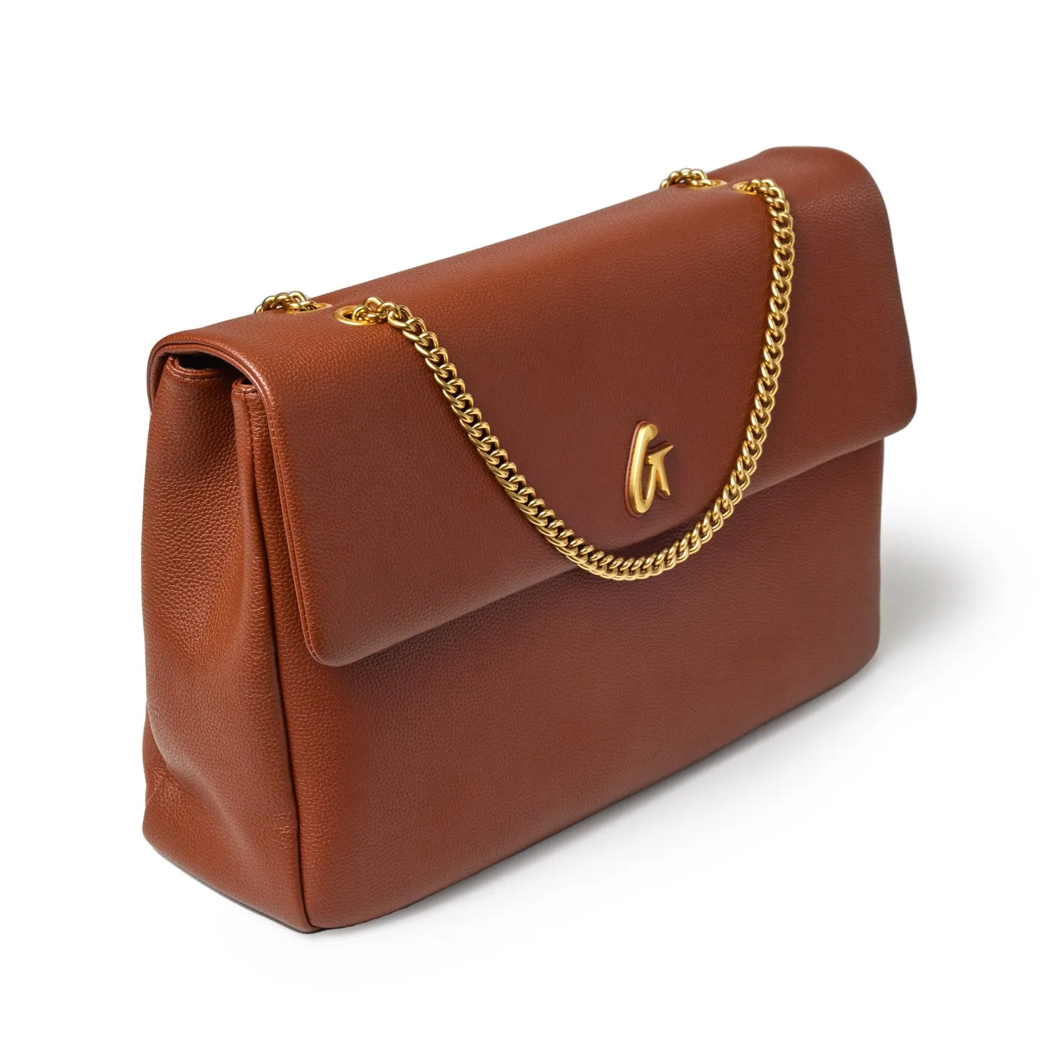 XL PEBBLE FLAP BAG - BROWN