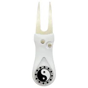 Yin Yang Golf Ball Marker With Colored Divot Repair Tool