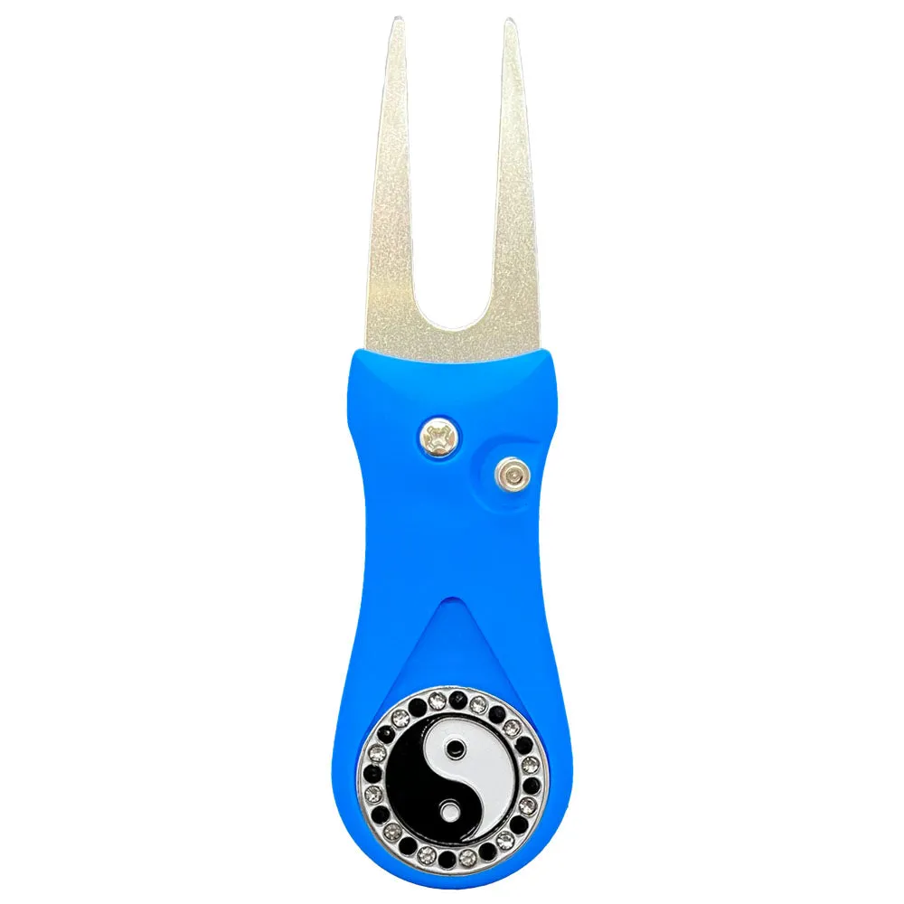 Yin Yang Golf Ball Marker With Colored Divot Repair Tool