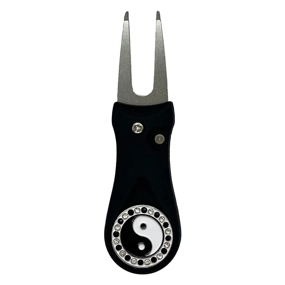 Yin Yang Golf Ball Marker With Colored Divot Repair Tool